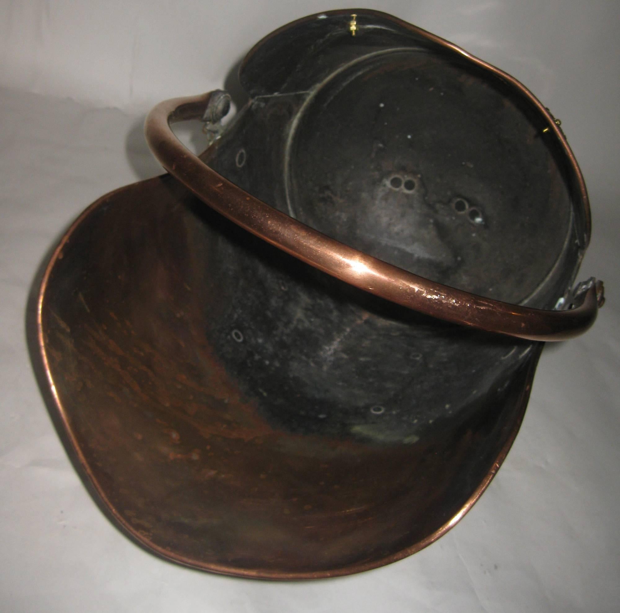  19th century Scottish Helmet Copper Coal Scuttle 1