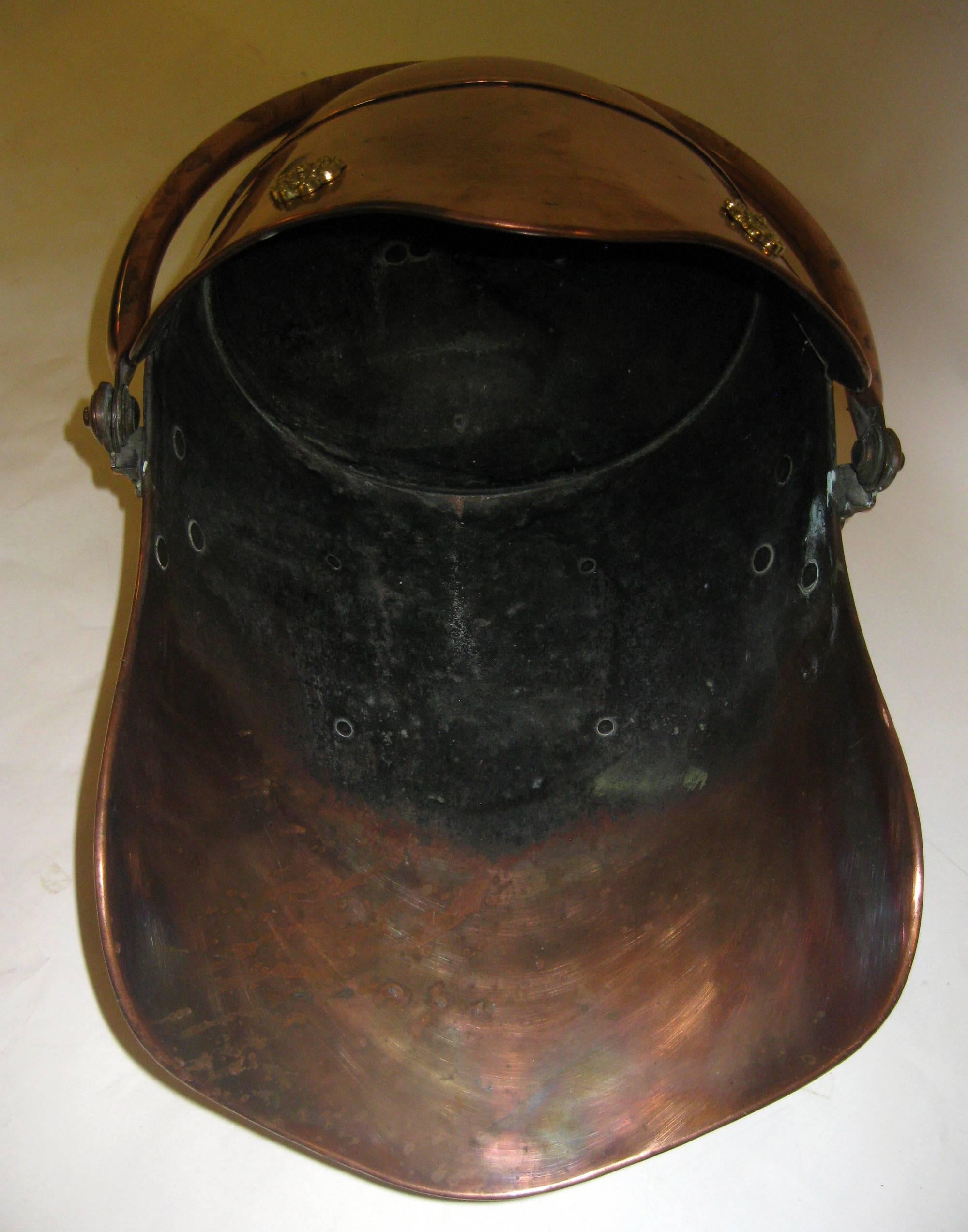  19th century Scottish Helmet Copper Coal Scuttle 2