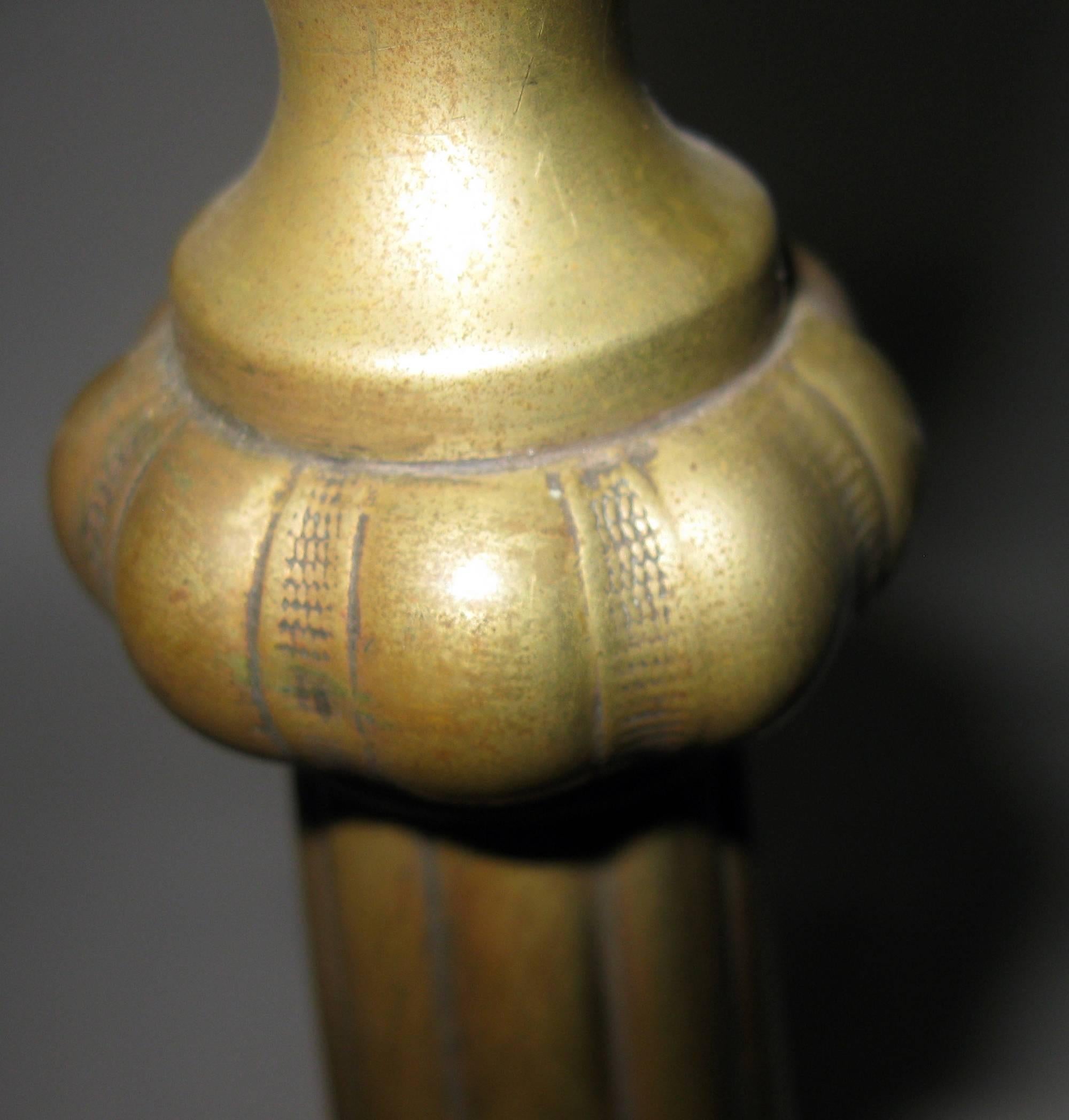 19th Century Brass Candlesticks with Grapevine Motif 2