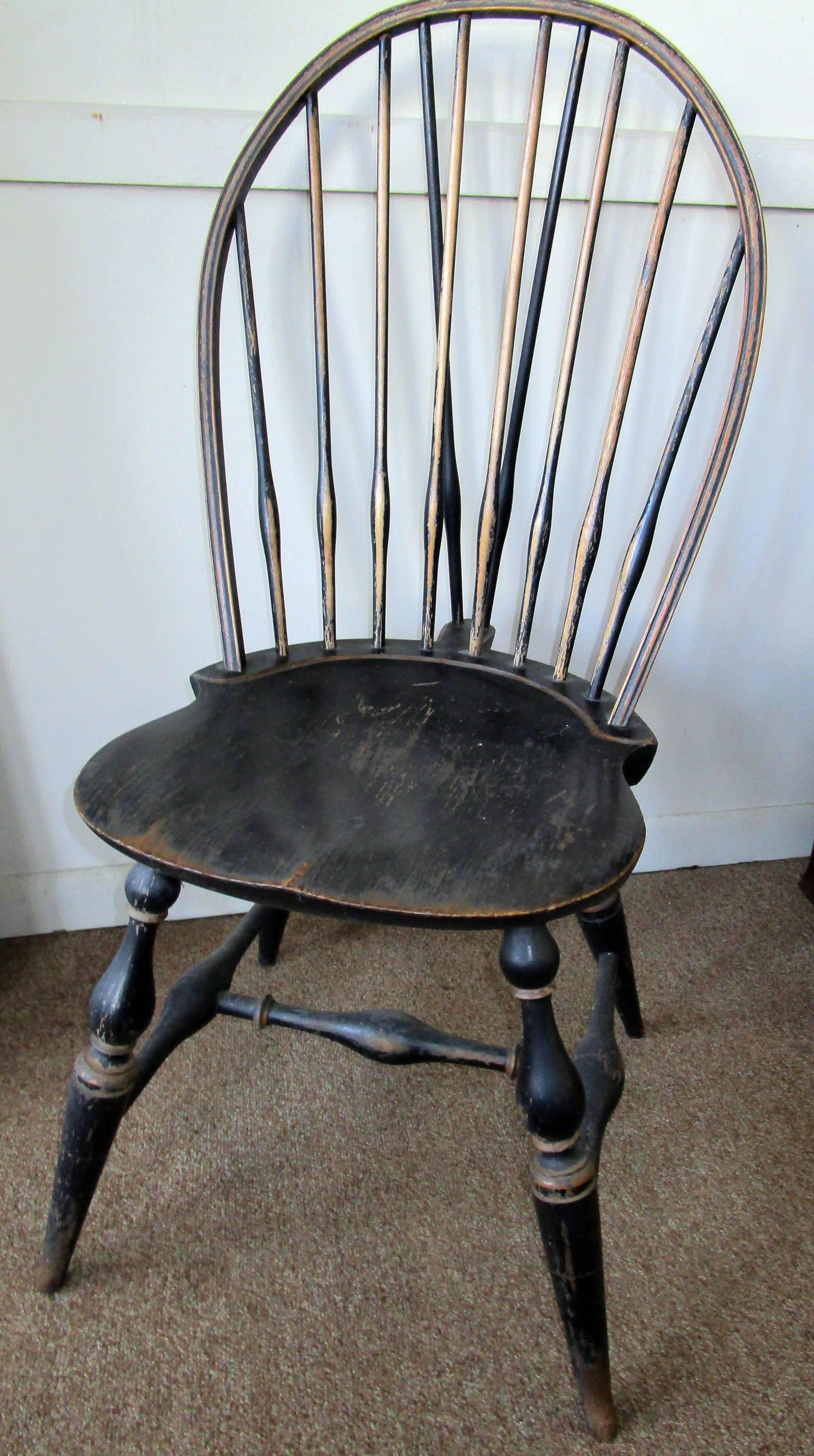 19th Century Set of Eight American Windsor Chairs with Original Paint 5