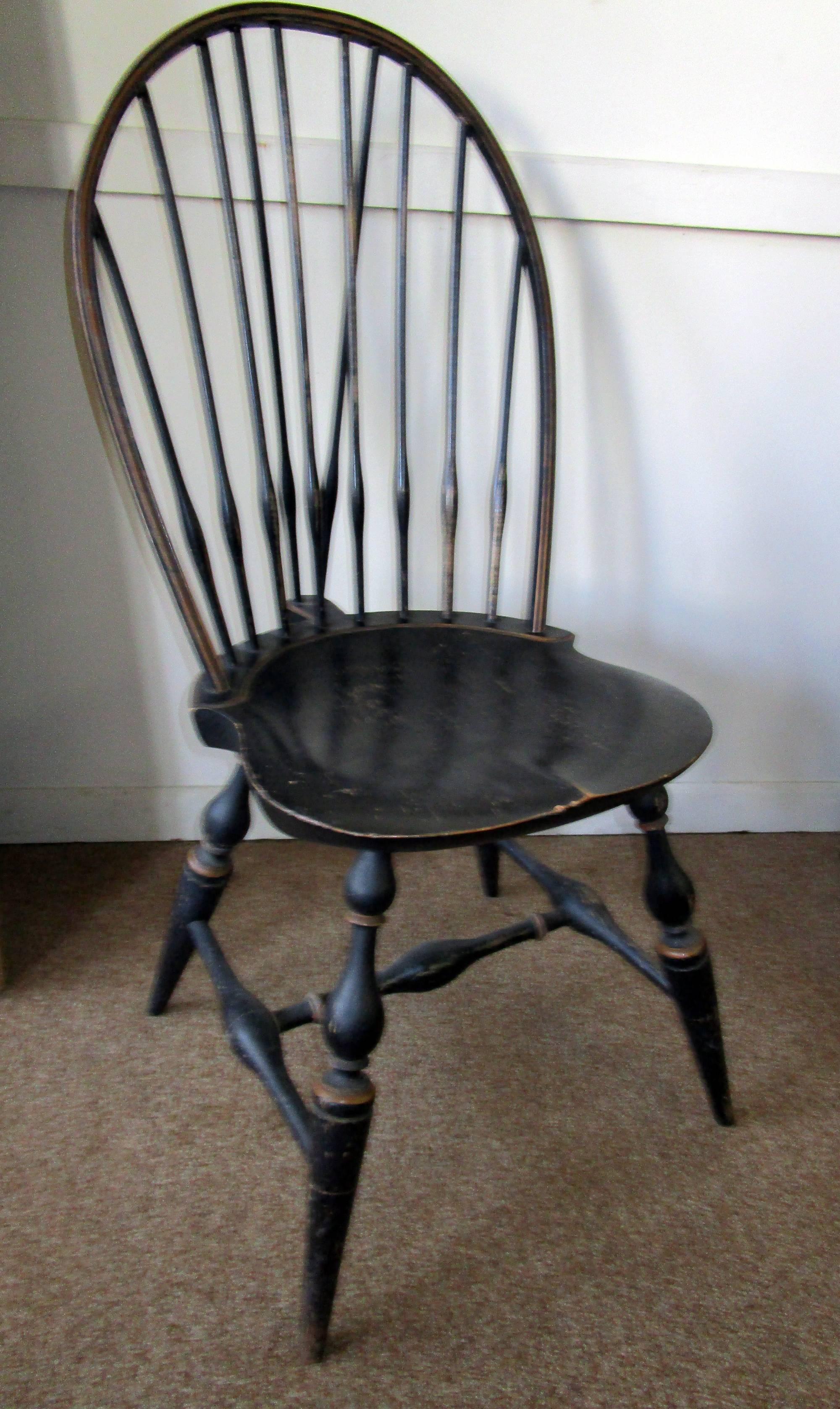 19th Century Set of Eight American Windsor Chairs with Original Paint 6