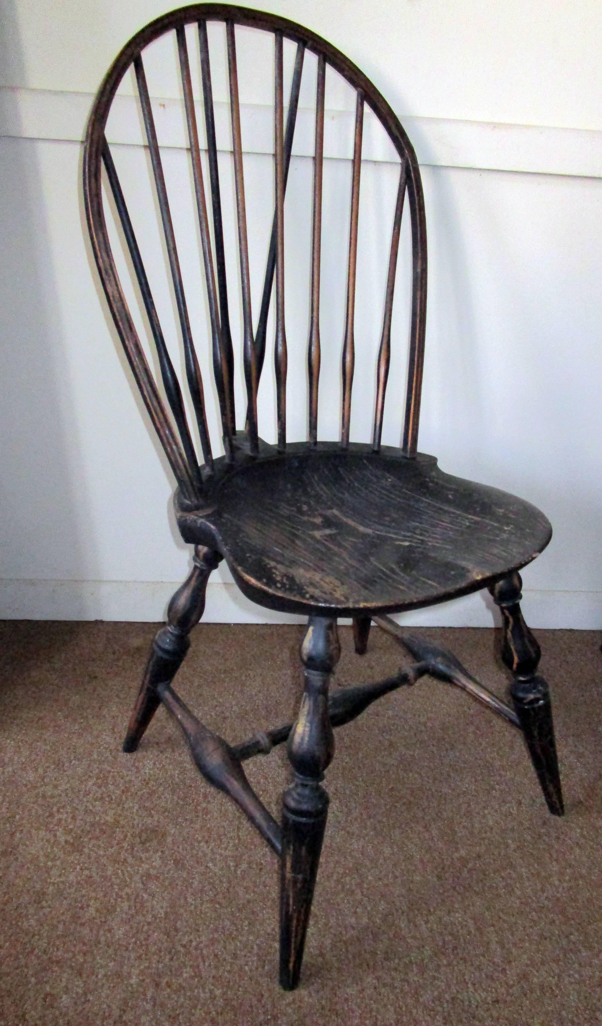 19th Century Set of Eight American Windsor Chairs with Original Paint 7