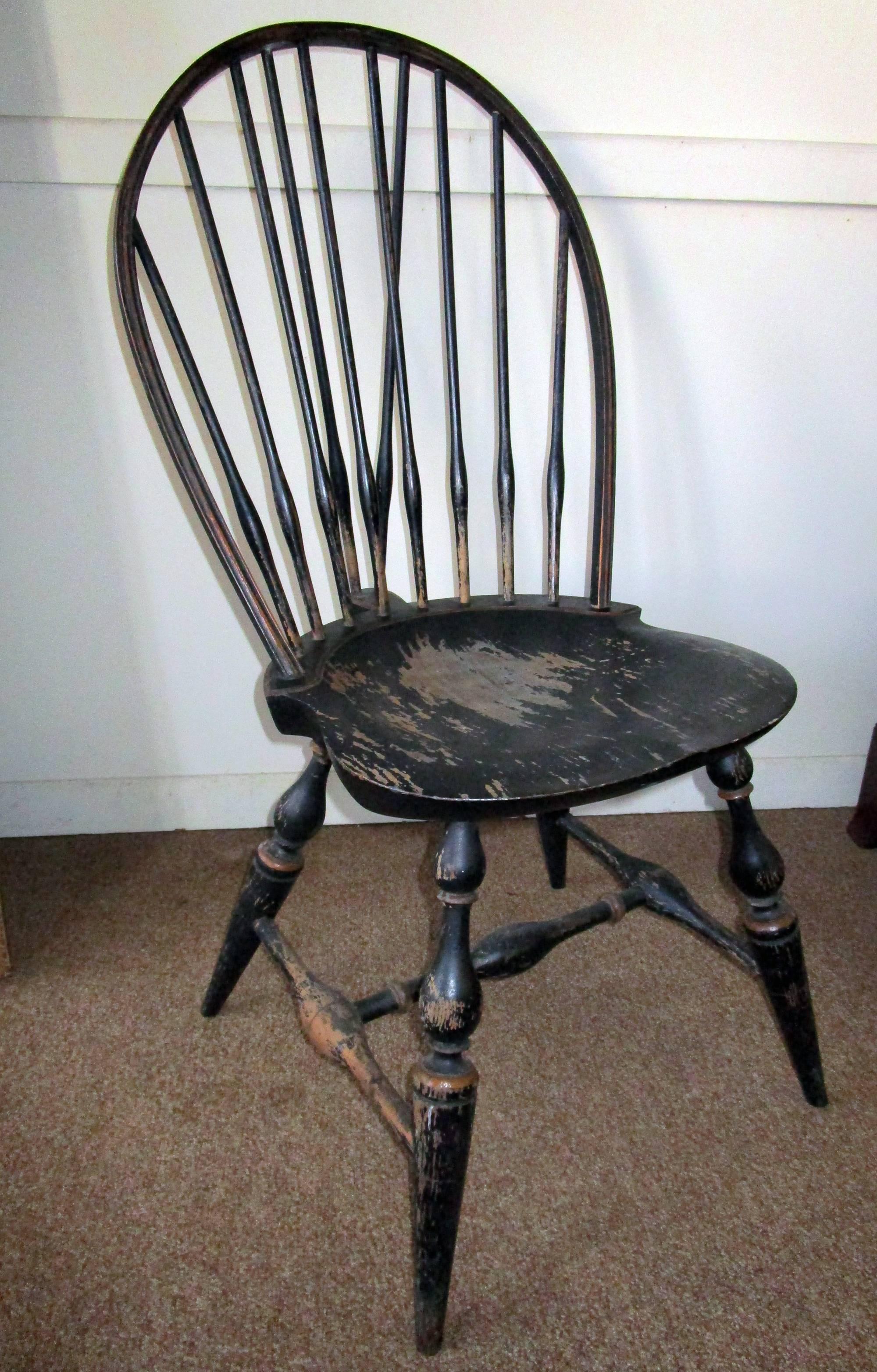 19th Century Set of Eight American Windsor Chairs with Original Paint 11