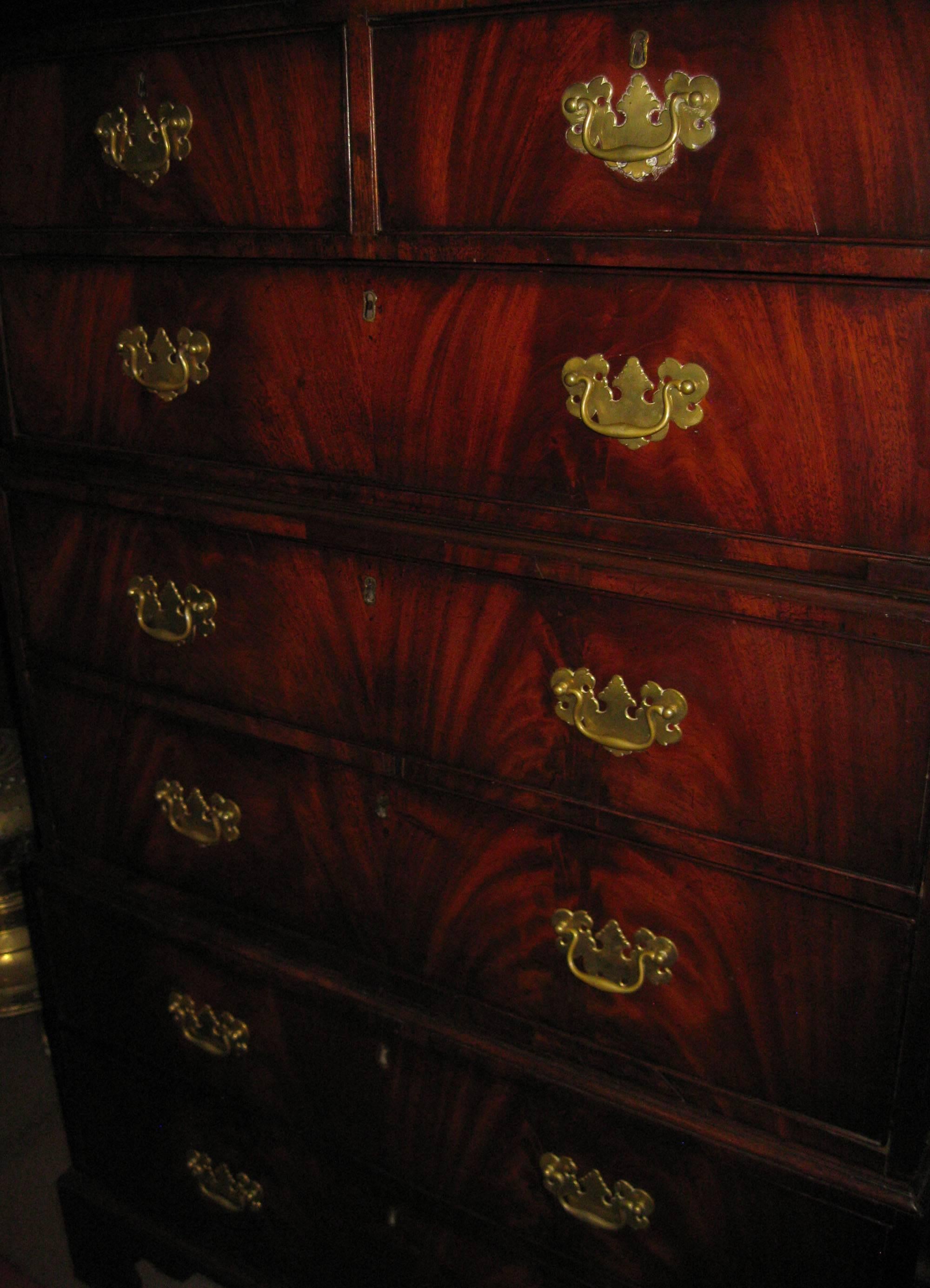 18th Century 18th century English Mahogany Triple Chest on Chest Large Size