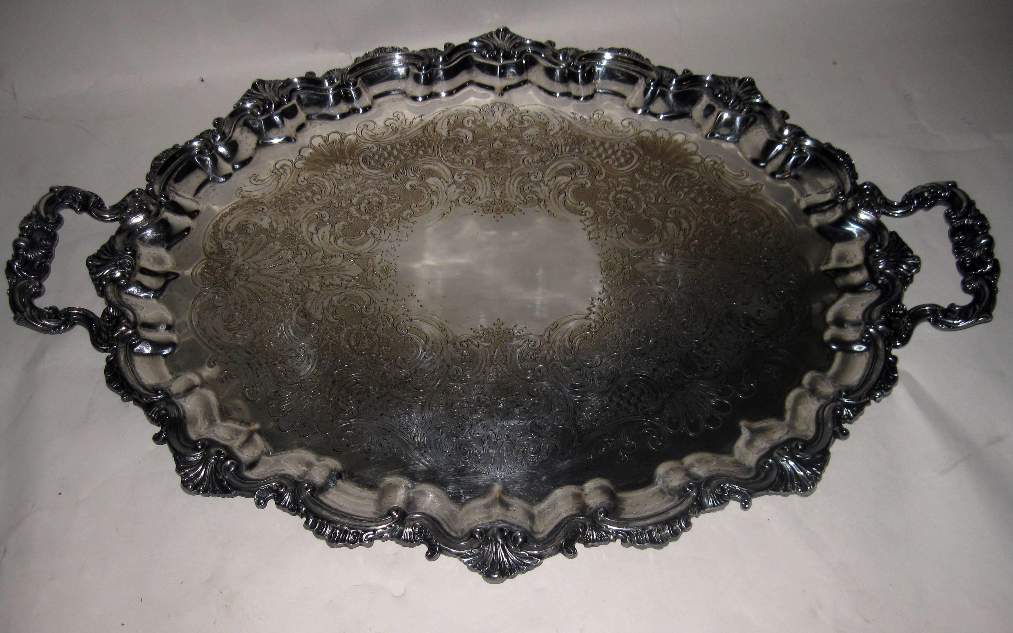 19th century English Old Sheffield Monumental Size Butler's Tray 2