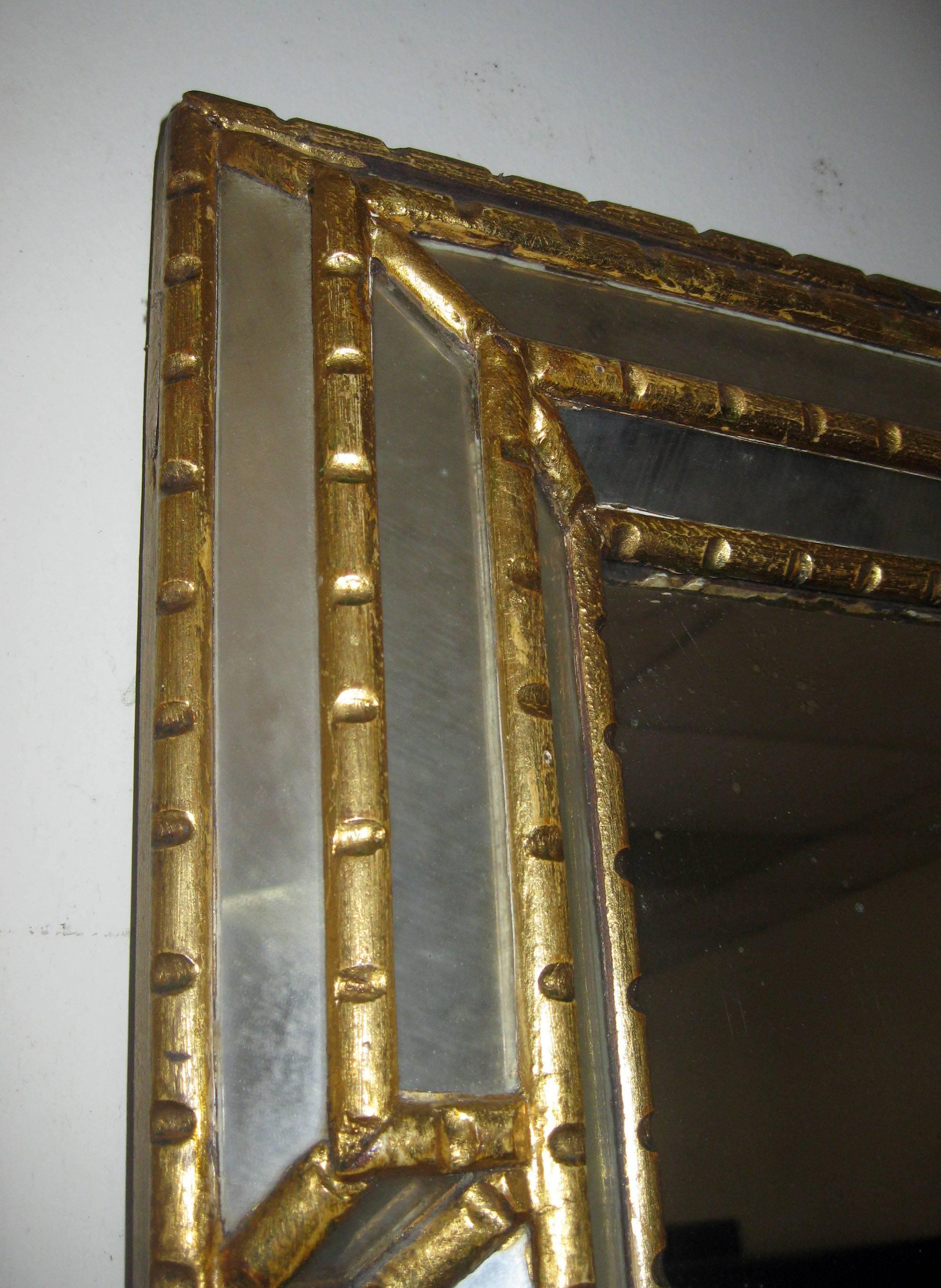 Unknown Art Deco Gilded Wooden Paneled Mirror