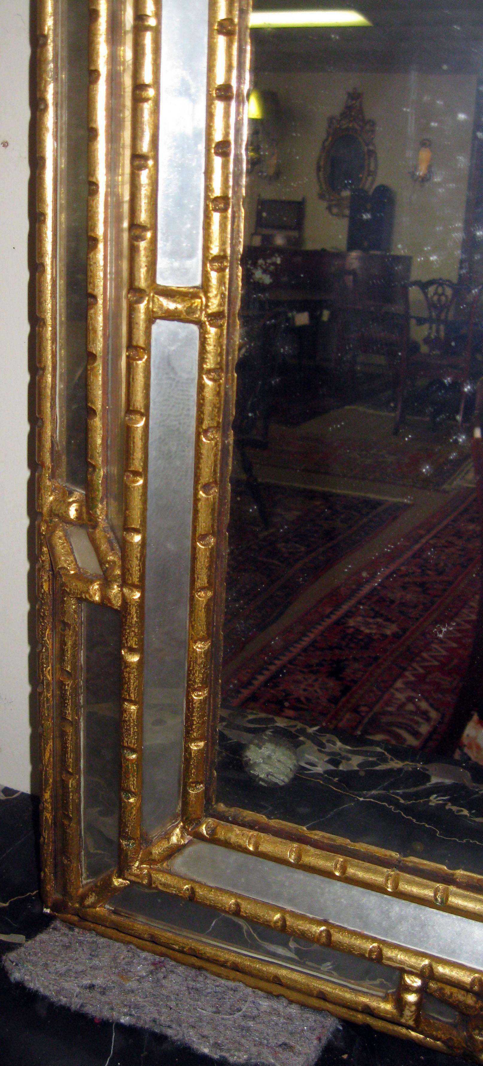 Early 20th Century Art Deco Gilded Wooden Paneled Mirror