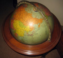 20th Century World Globe on Wooden Tripod Pedestal