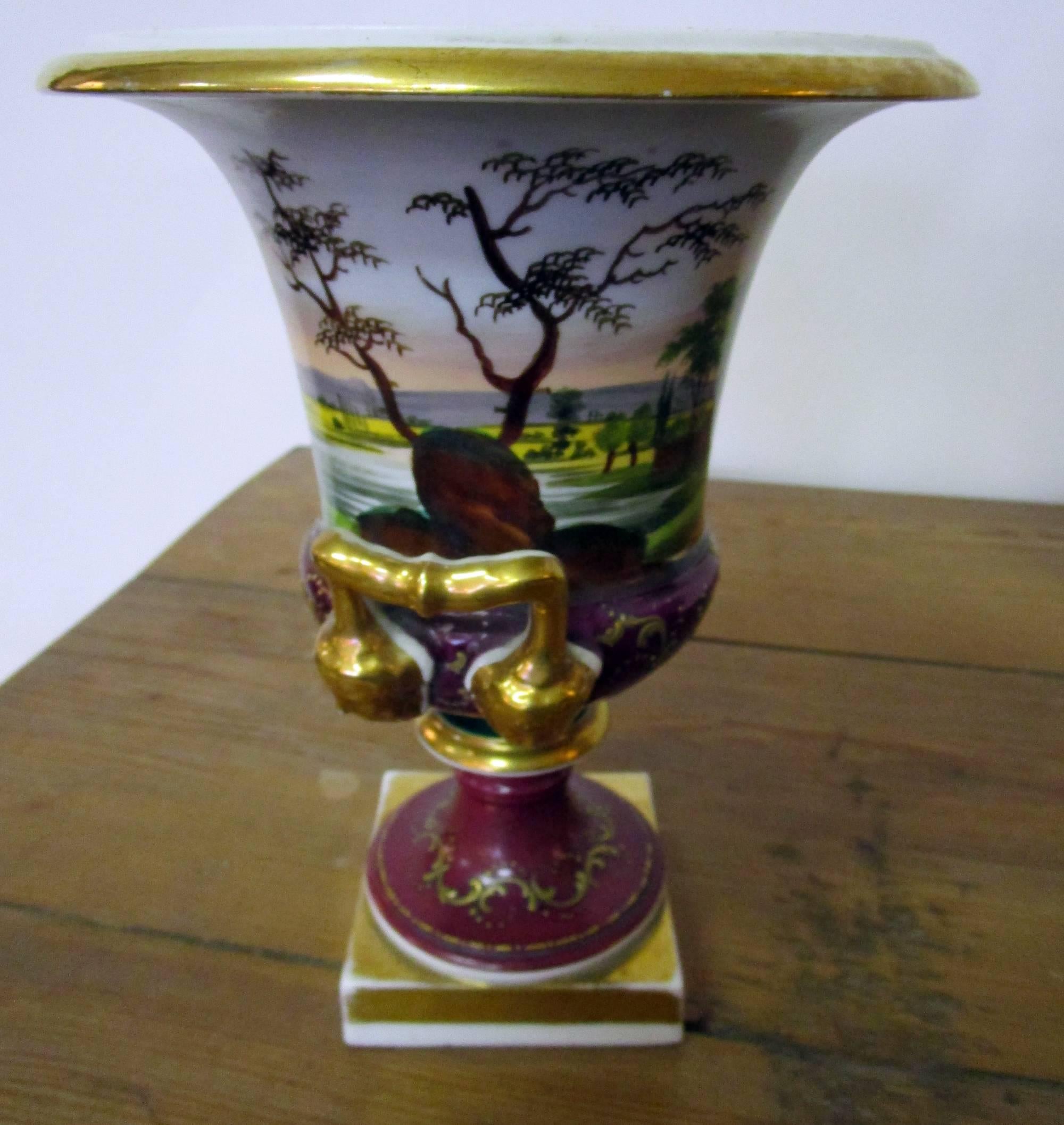 Pair of Vieux Paris Campagna Form Urns For Sale 1