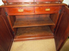 Victorian Walnut Cupboard with Glass Doors, USA, Mid-1800s