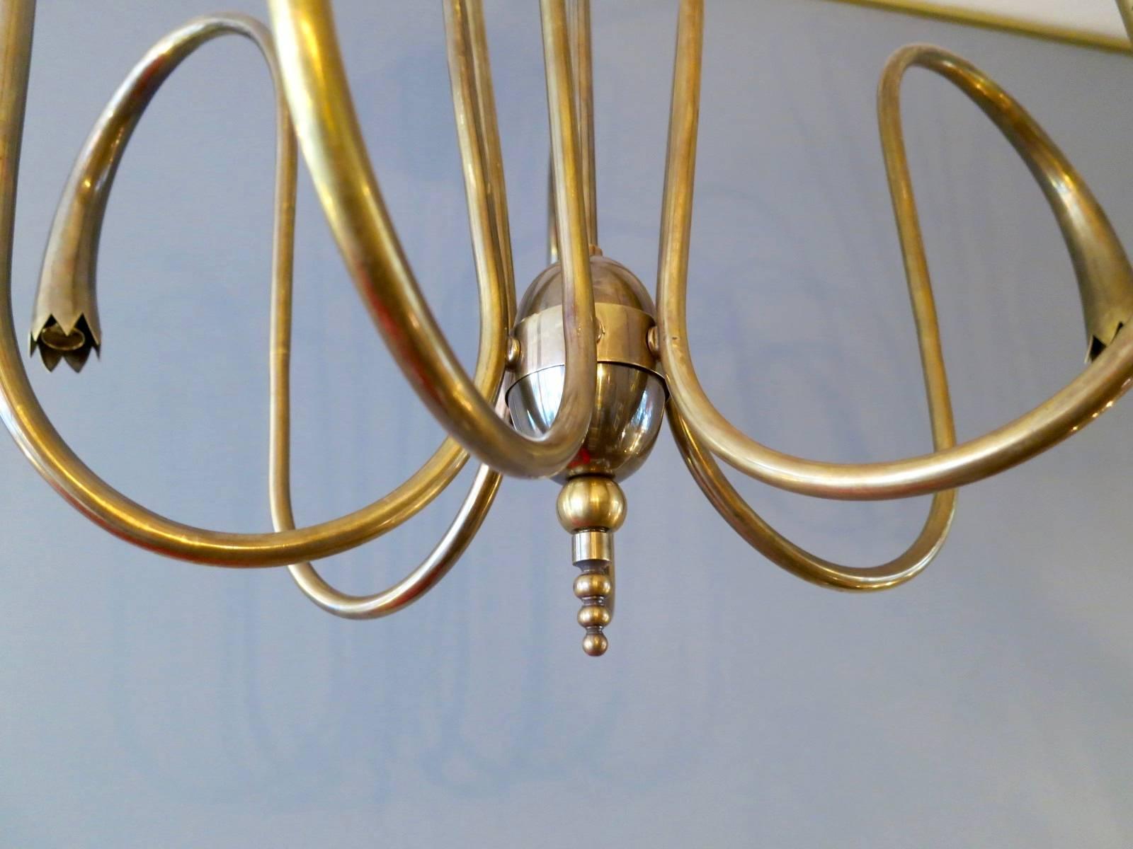 Large Brass Italian 1950s Chandelier In Excellent Condition In London, GB