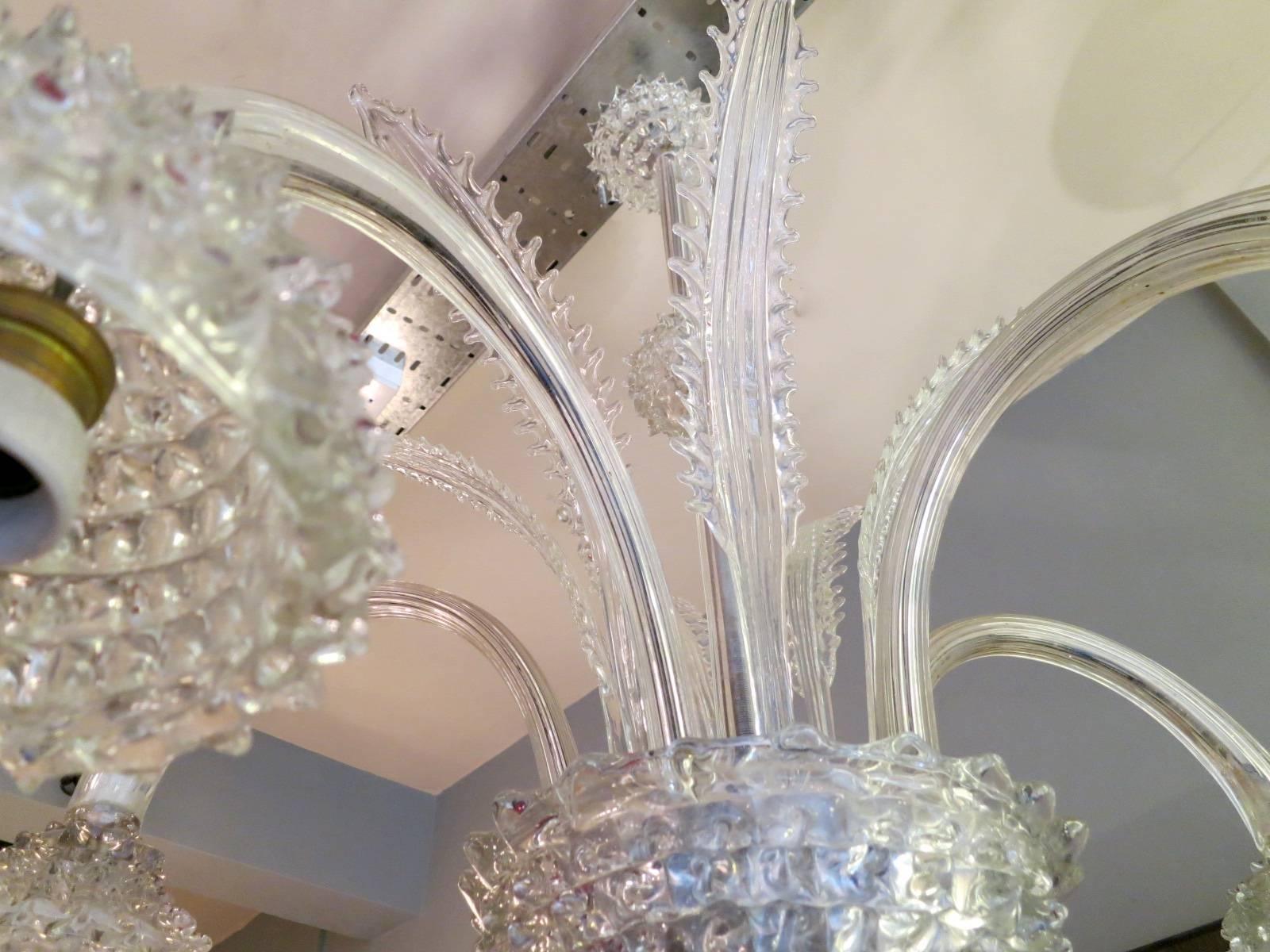 Italian Murano Glass Chandelier Attributed to Barovier e Toso In Good Condition In London, GB