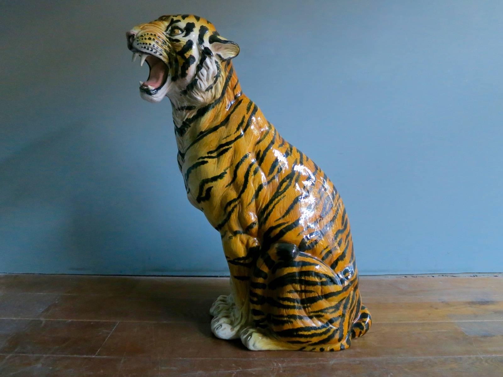 large ceramic tiger statue