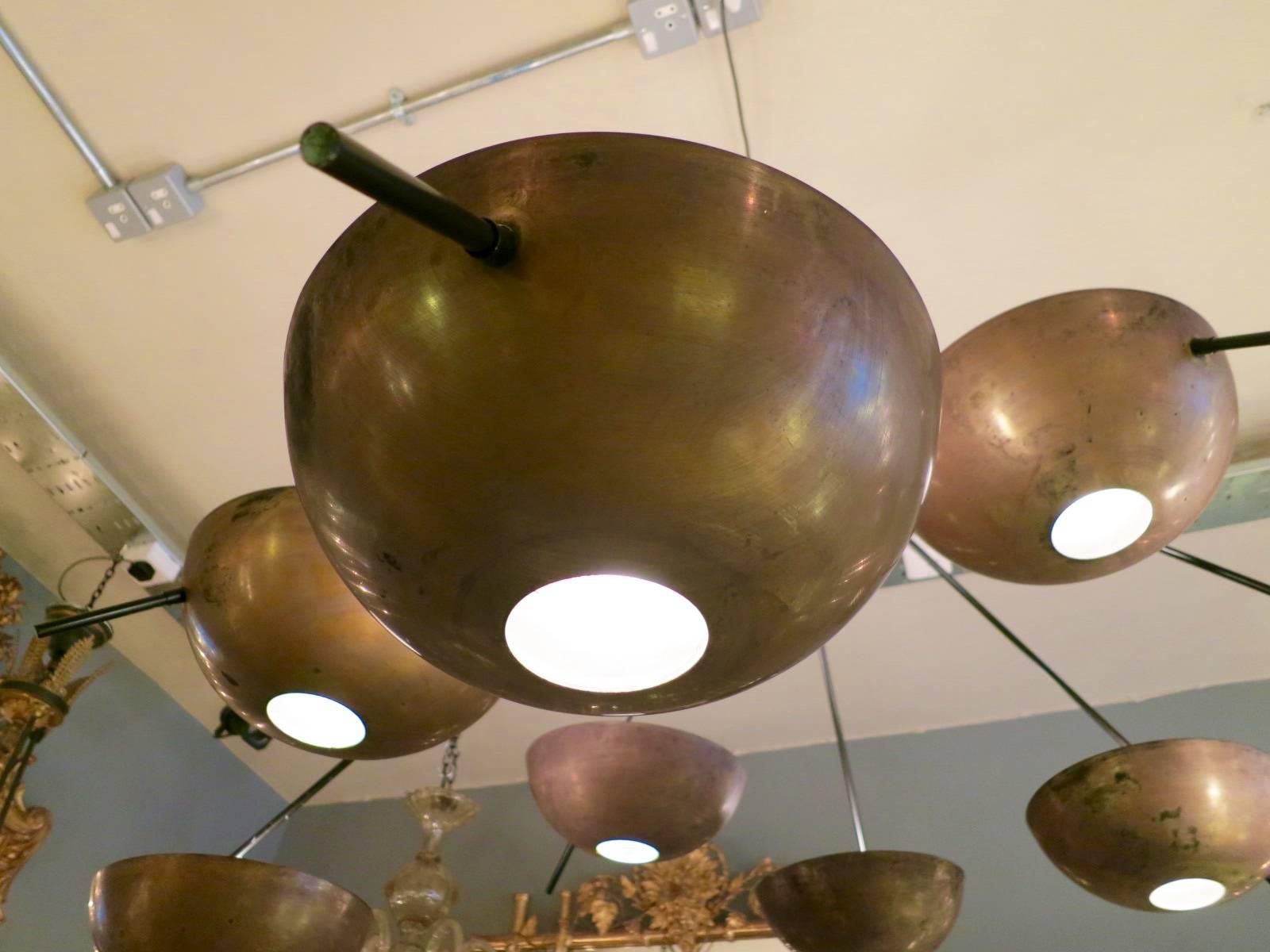 Mid-Century Modern Large Brass Italian Sputnik Chandelier