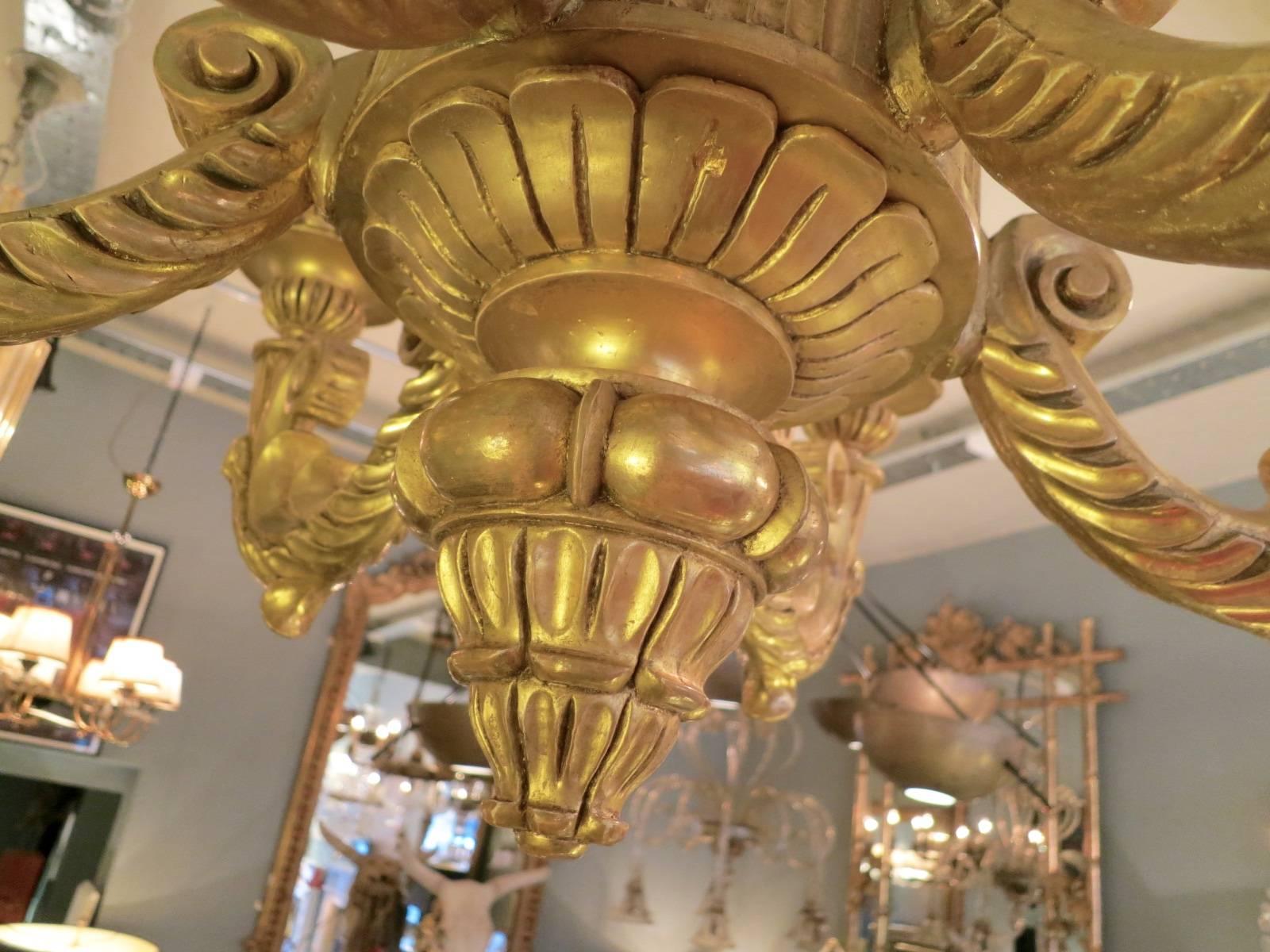 Italian 19th Century Giltwood Rococo Chandelier For Sale