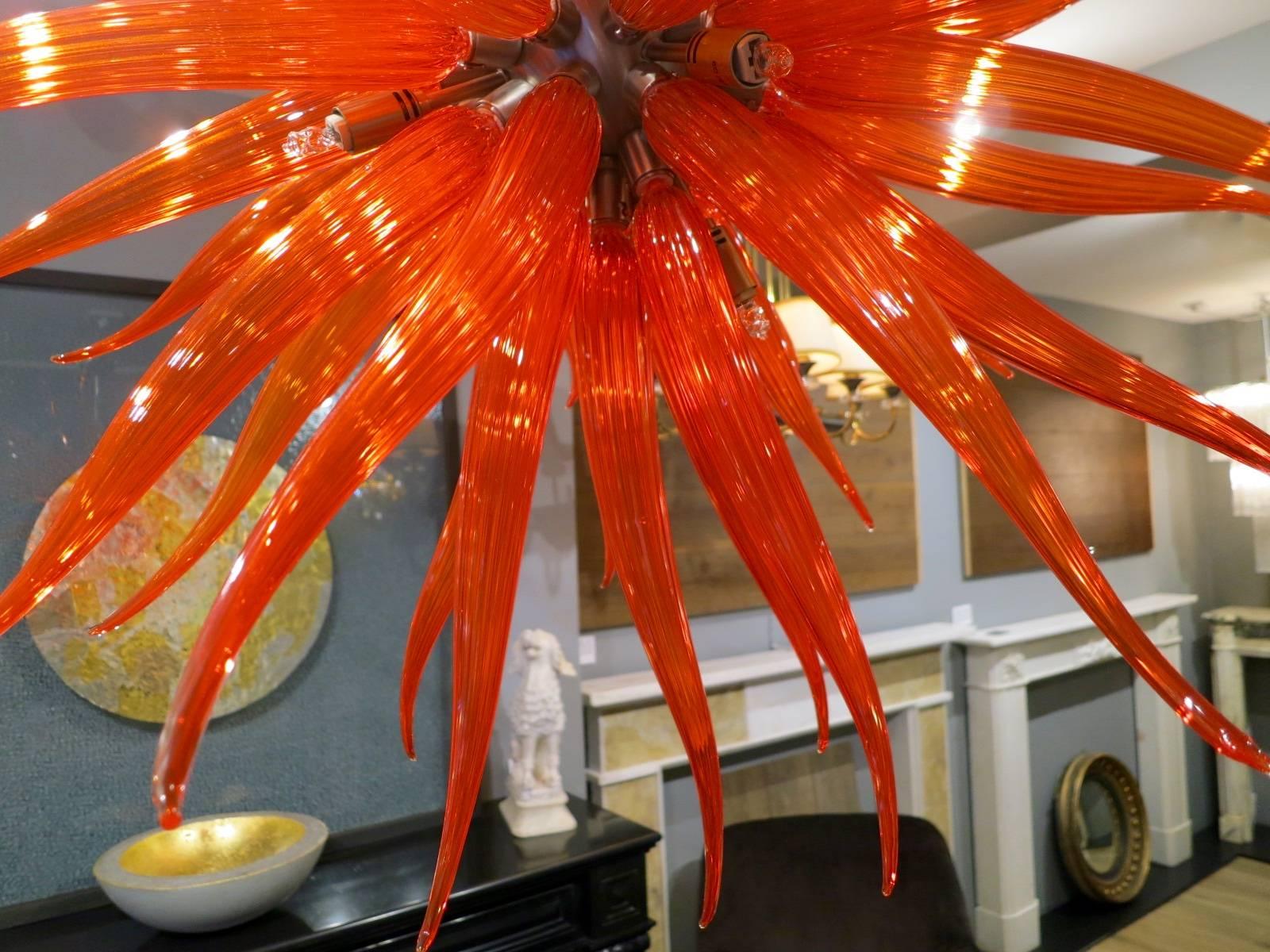 Modern Red Murano Glass Medusa Sputnik Chandelier 