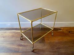 Brass Faux Bamboo Bar Cart or Drinks Trolley