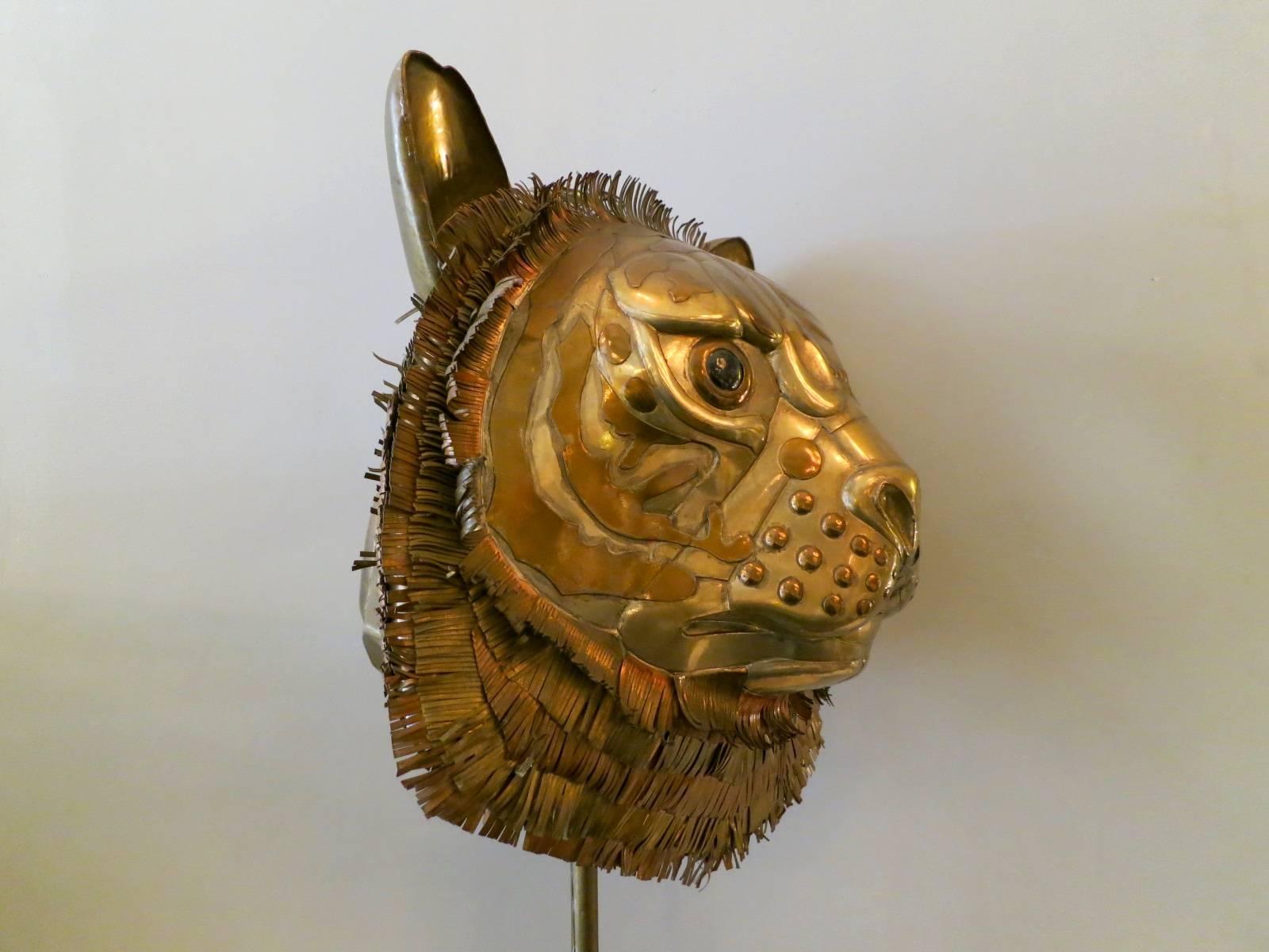 20th Century Brass Tigers Head by Sergio Bustamante 