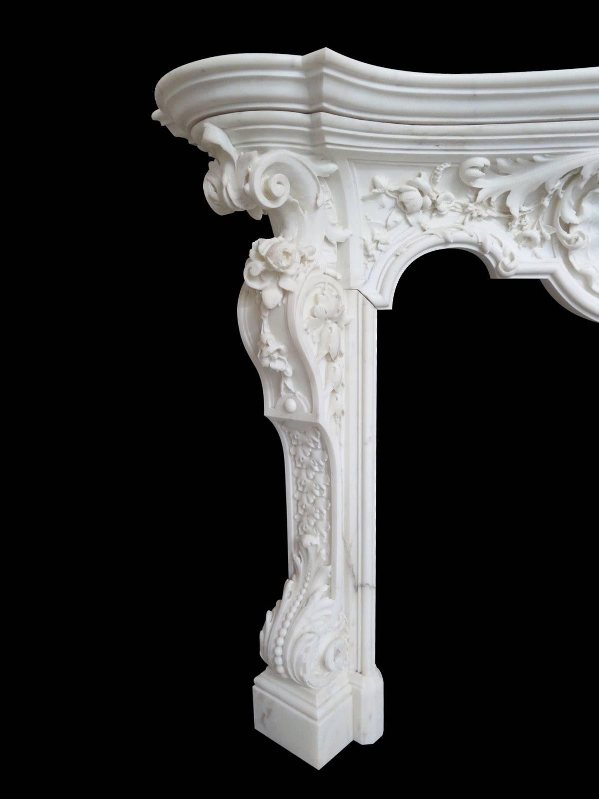 rococo statuary marble fireplace mantel