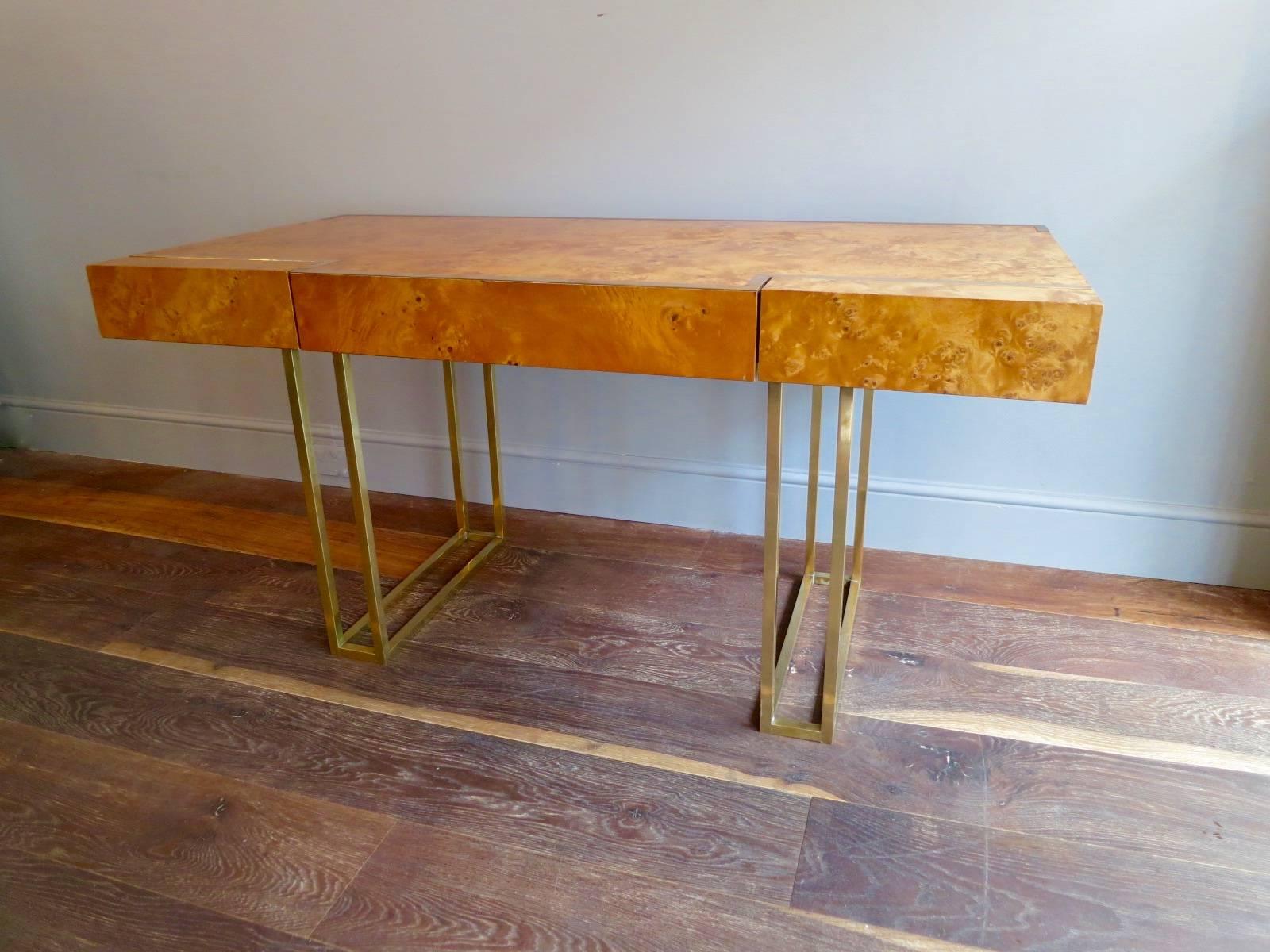 French Burr Walnut and Brass Desk In Excellent Condition In London, GB