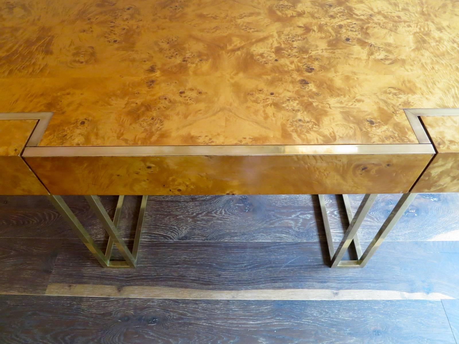 20th Century French Burr Walnut and Brass Desk