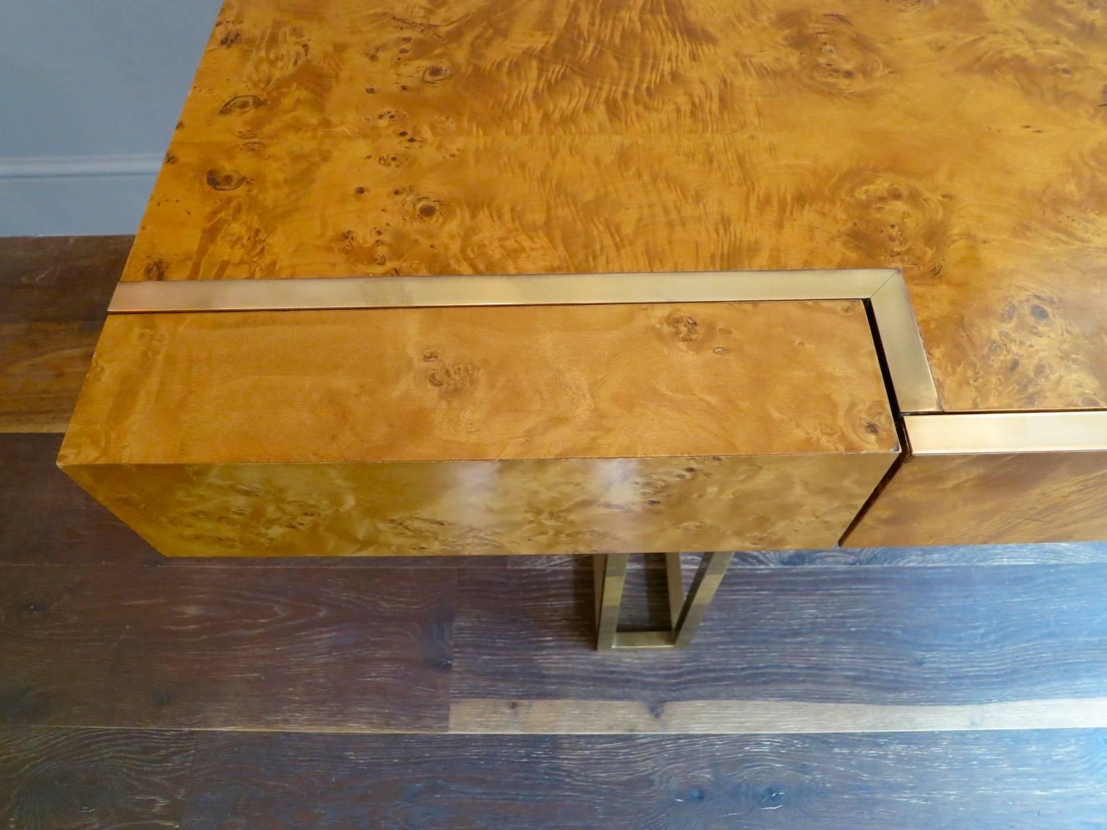 French Burr Walnut and Brass Desk 1