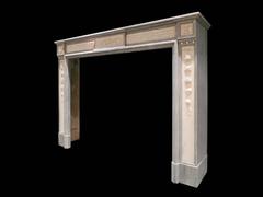 Antique French Louis XVI Fireplace Mantel in Statuary and Blue Turquin Marble
