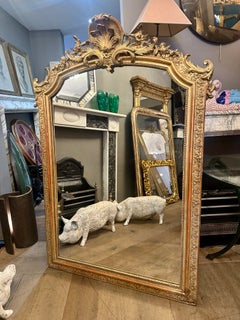 A Large Antique French Gold Gilt Over mantle Mirror