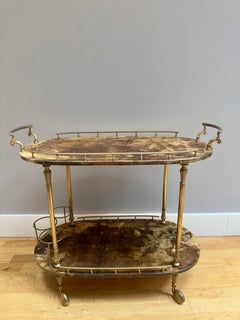 An Italian Mid Century Lacquered Goat Skin Bar Cart By Also Tura