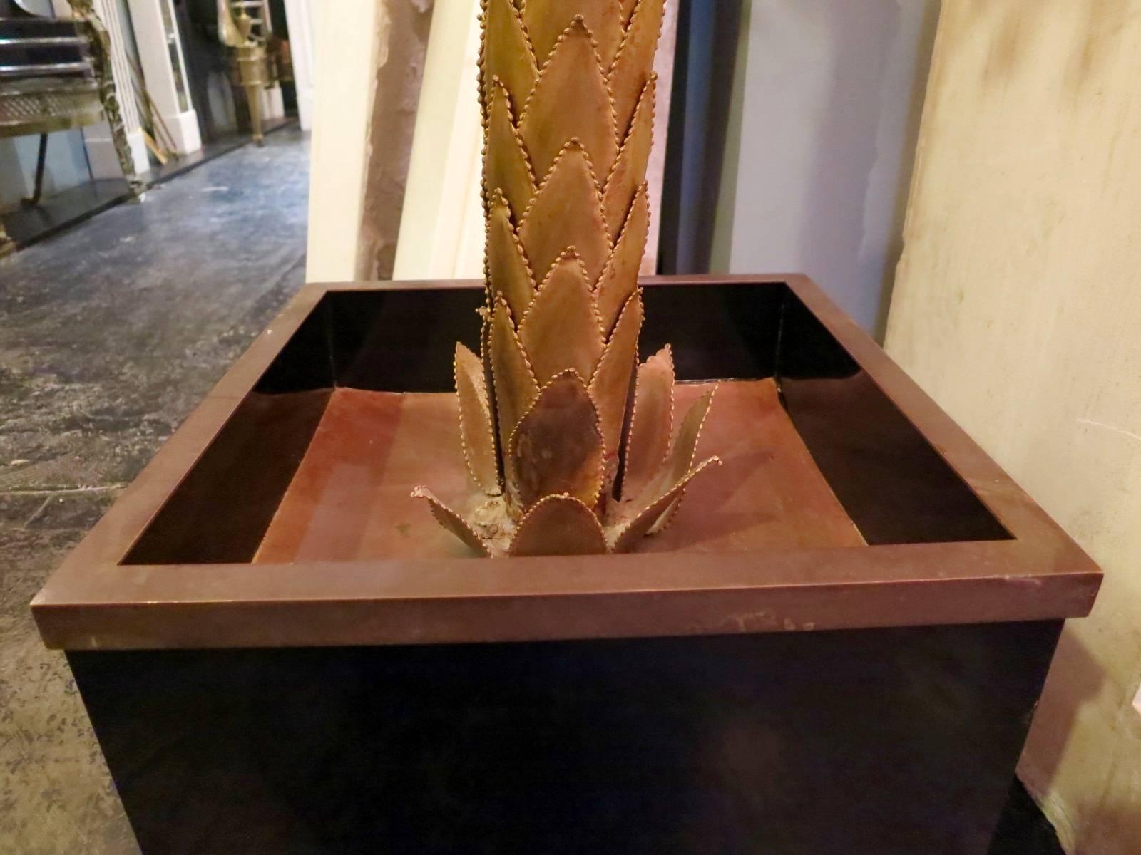 French Brass Palm Tree Floor Lamp by Maison Jansen