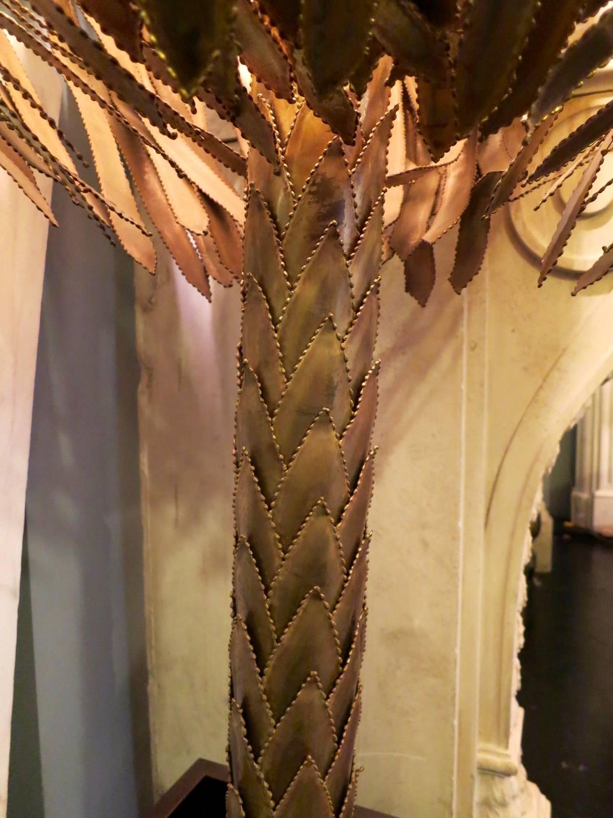 Brass Palm Tree Floor Lamp by Maison Jansen In Good Condition In London, GB