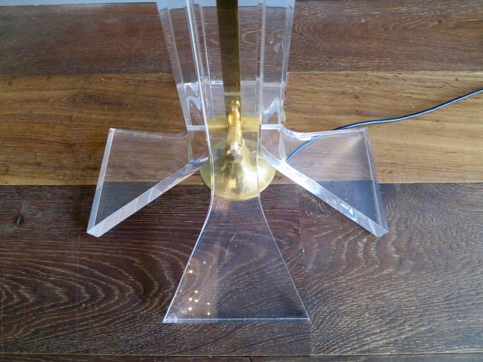 French Brass and Lucite Torchere or Uplighter In Excellent Condition In London, GB
