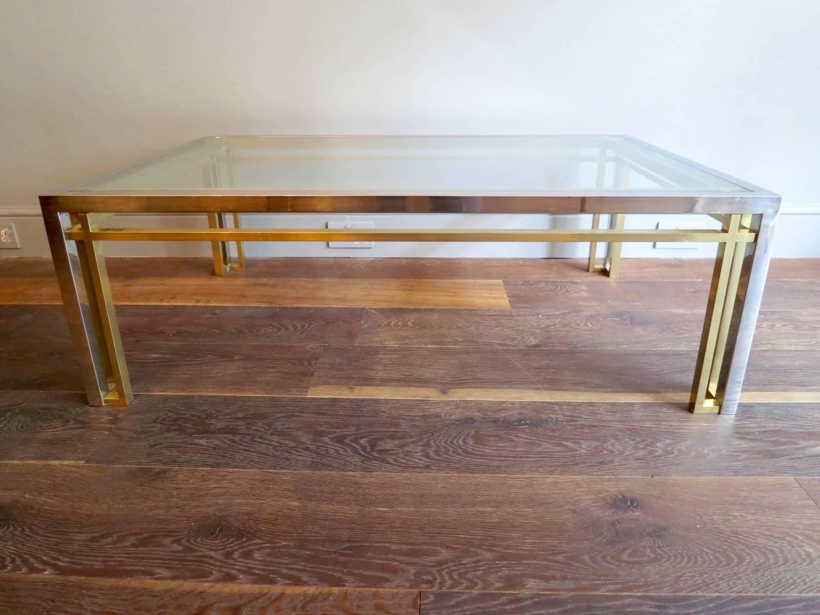Pair of Italian Brass and Chrome Side Table 1