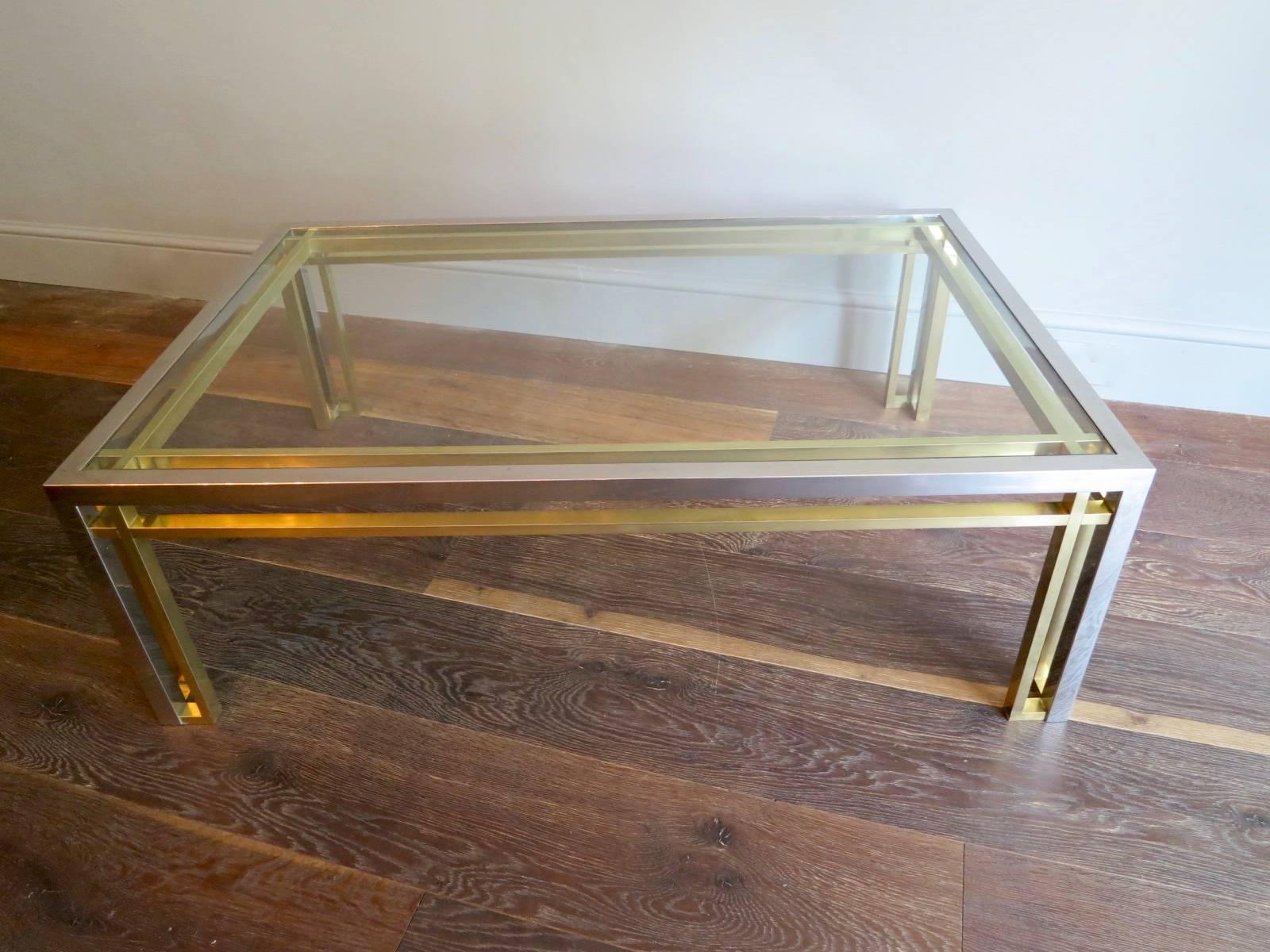 Italian Brass and Chrome Coffee Table In Excellent Condition In London, GB