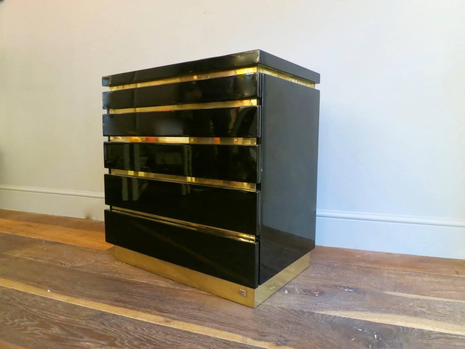 Black Lacquered and Brass Commode by J C Mahey In Good Condition In London, GB