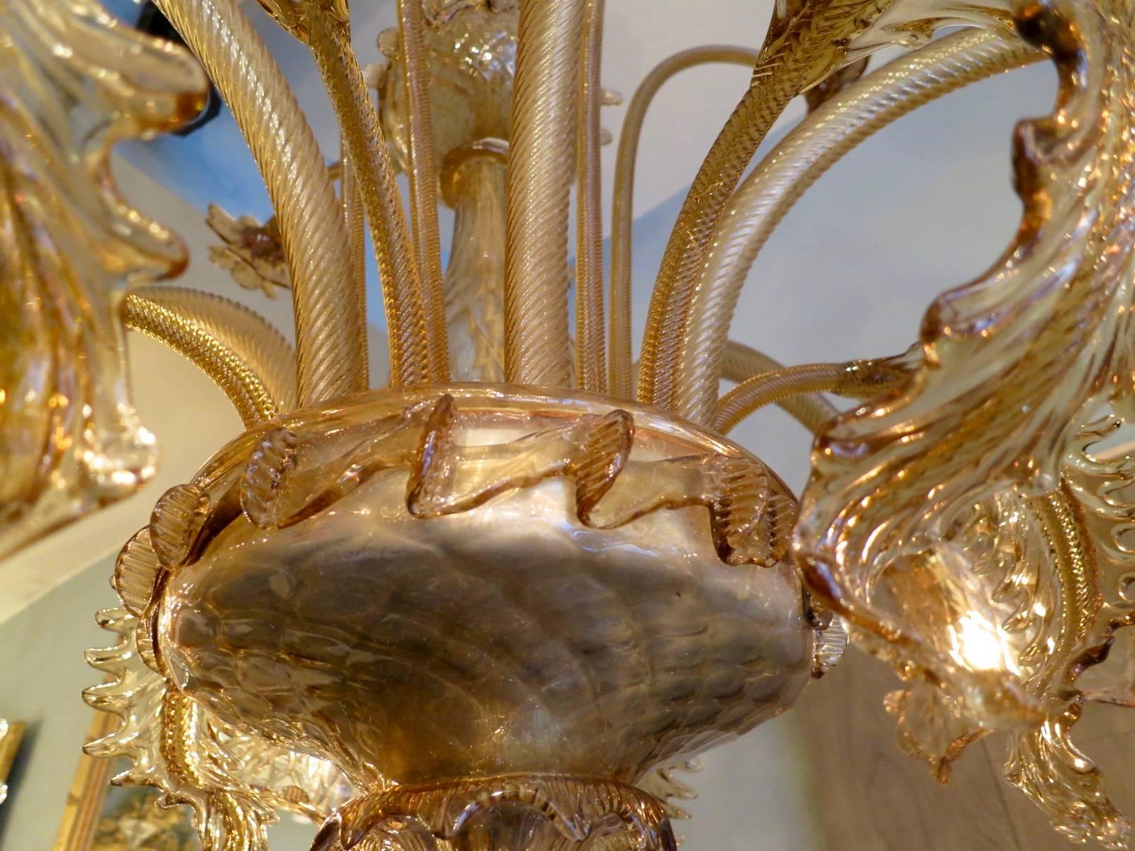 Italian Large Venetian Murano Glass Chandelier