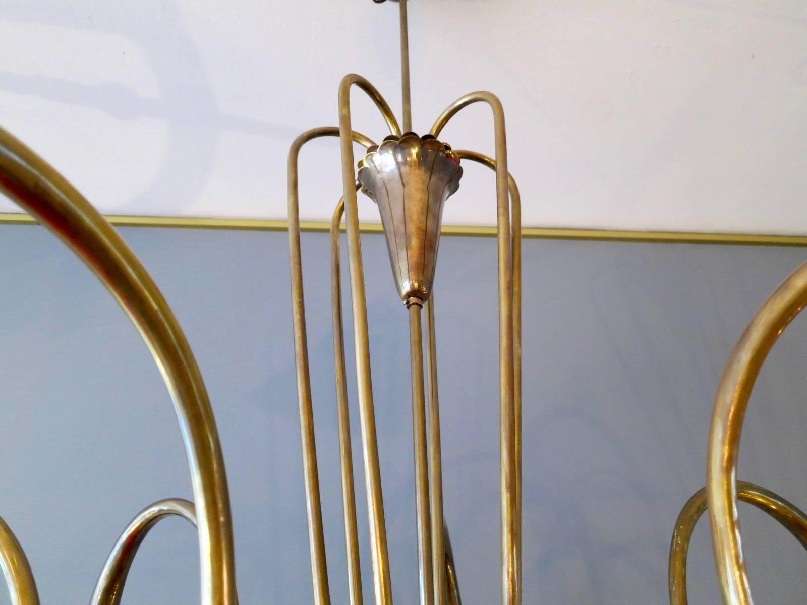 Large Brass Italian 1950s Chandelier 1