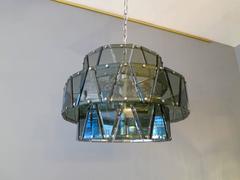 Italian Glass and Chrome Chandelier