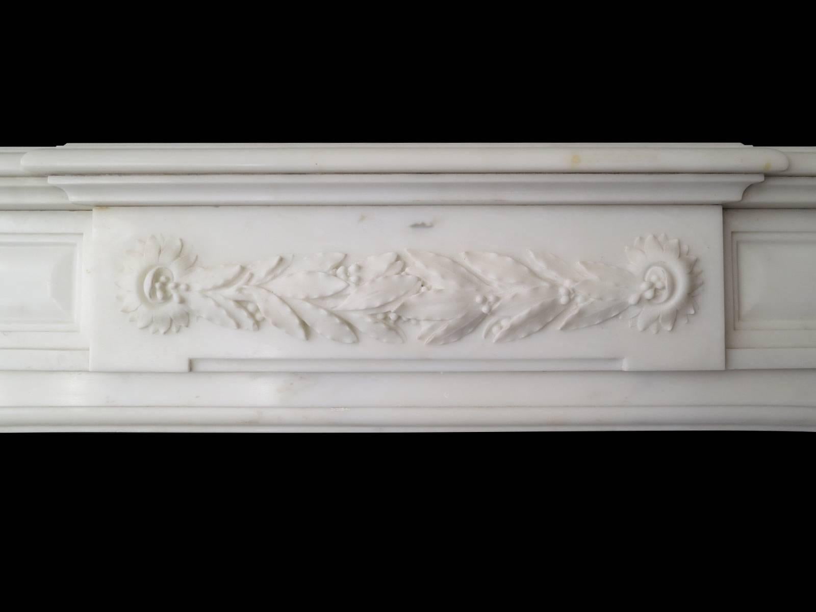 Louis XVI 19th Century Statuary White Marble French Fireplace Mantel