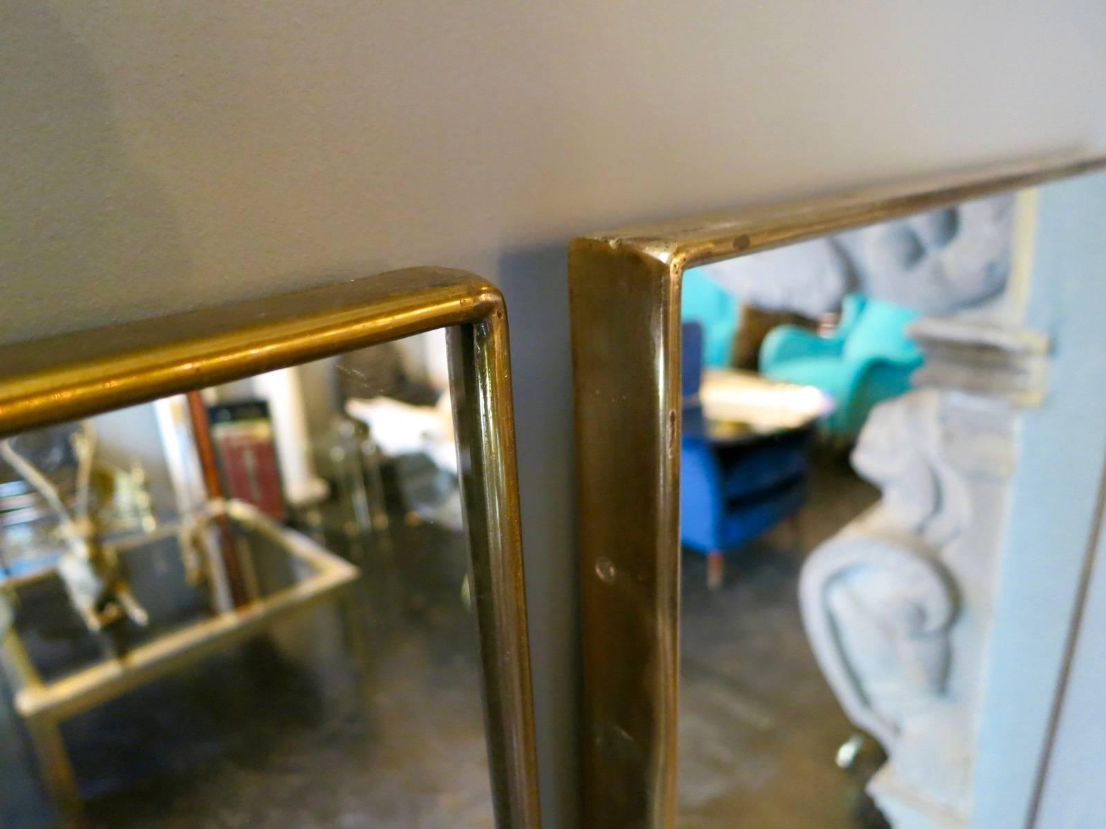 Pair of Italian Brass Framed Mirrors In Excellent Condition In London, GB