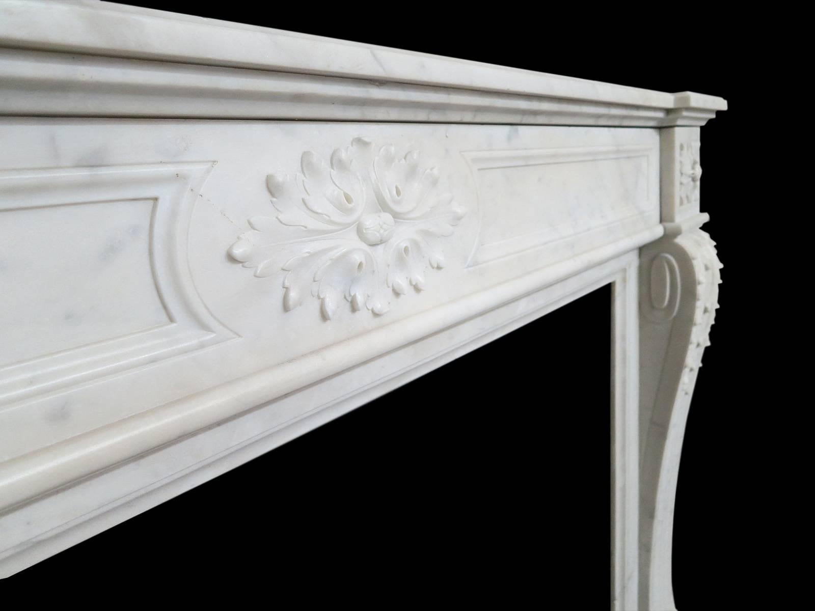 Antique Marble Louis XVI Style French Fireplace Mantel In Excellent Condition In London, GB
