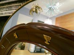 Miroir italien circulaire encadré de laiton de Fratelli Marelli