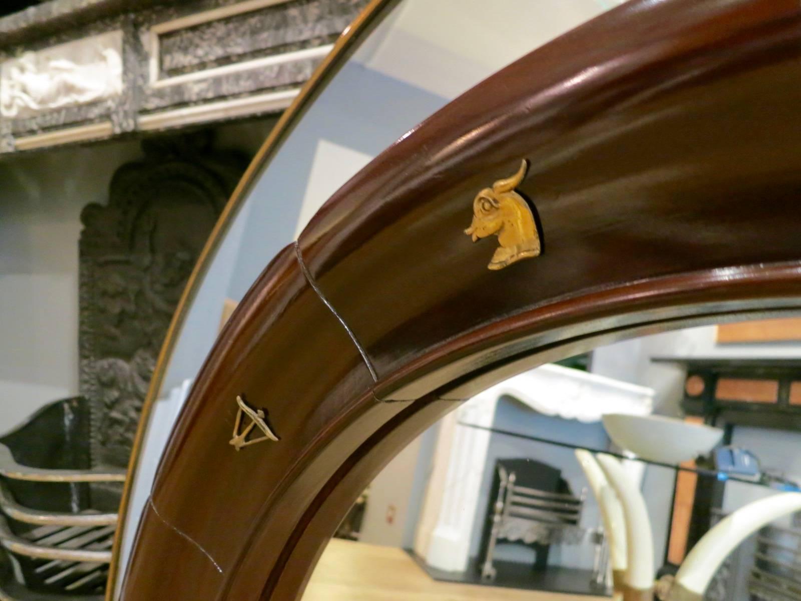 Mid-Century Modern Circular Brass Framed Italian Mirror by Fratelli Marelli For Sale