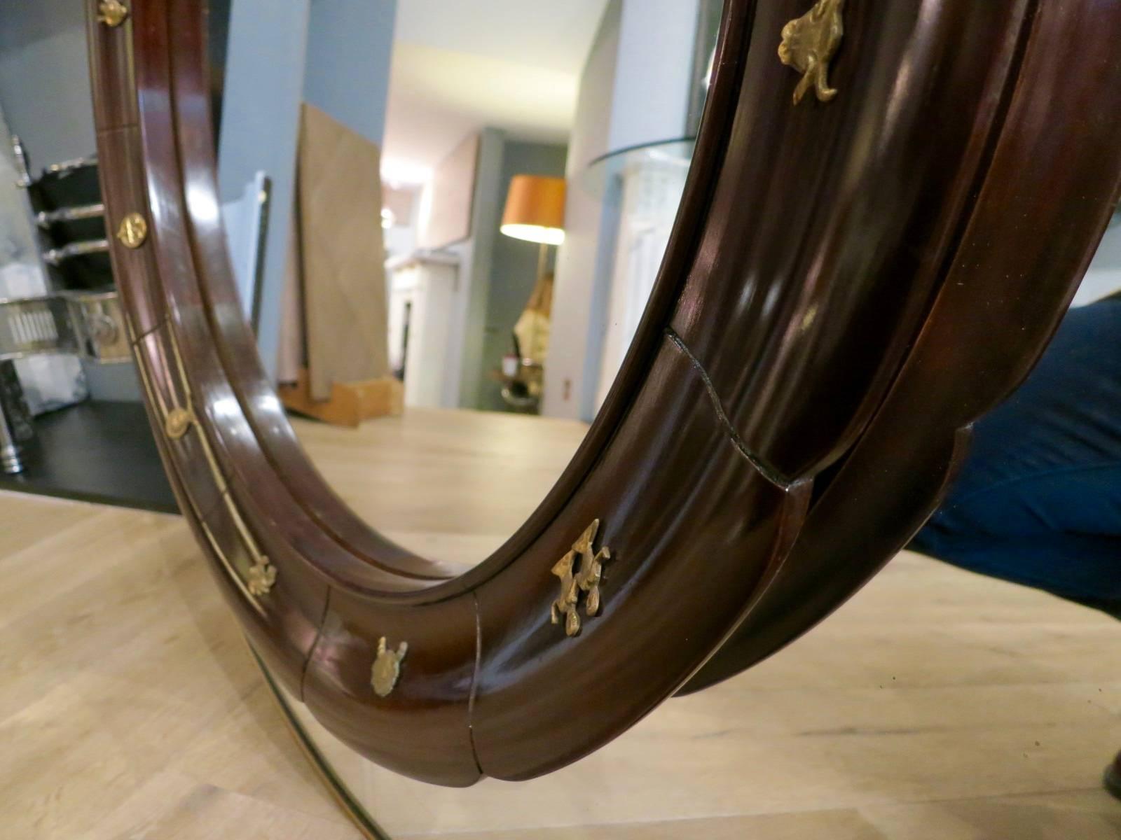 Miroir italien circulaire encadré de laiton de Fratelli Marelli Bon état - En vente à London, GB