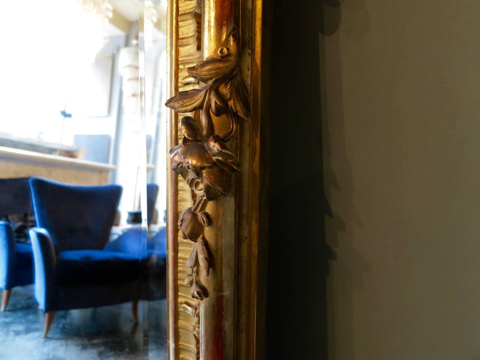 French Rococo Gold Gilt Overmantel Mirror 1