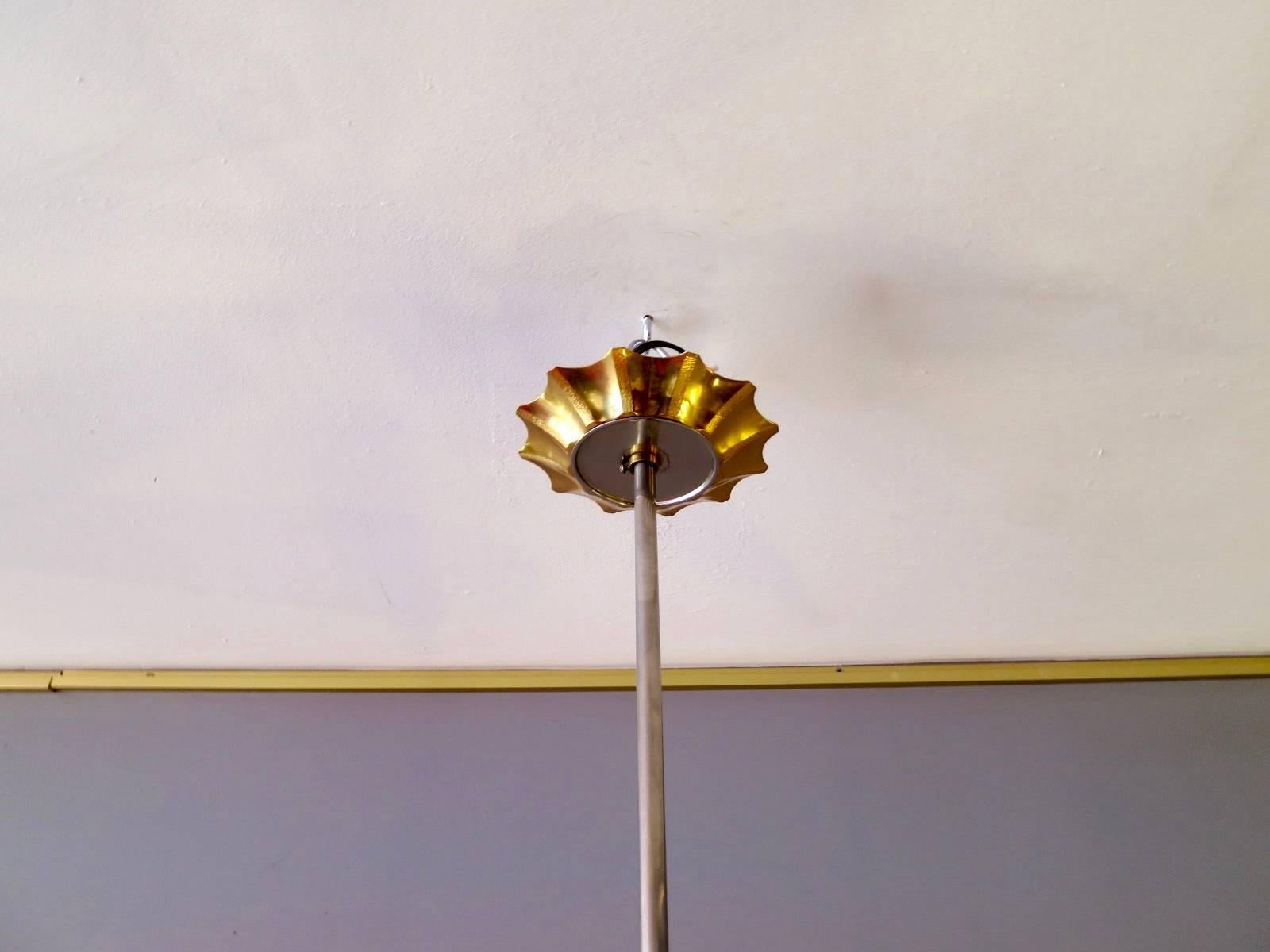 Italian Mid-Century Chandelier in the Style of Fontana Arte For Sale 2