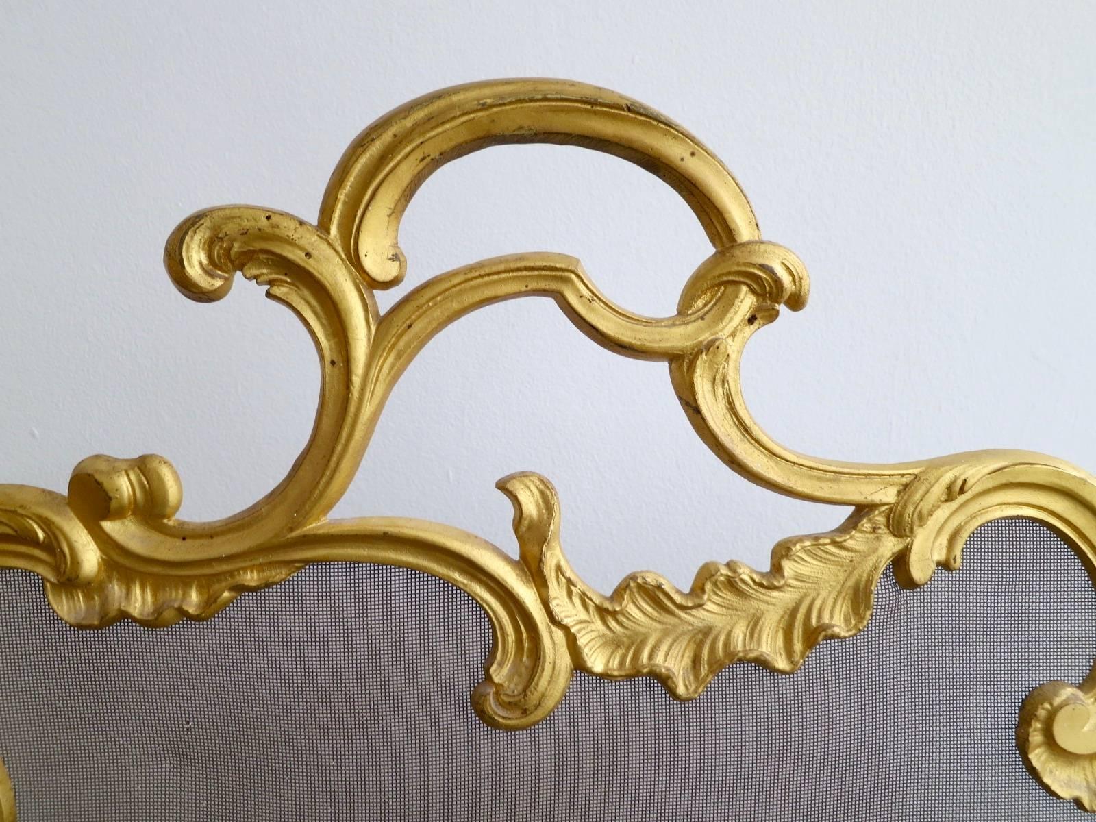 French Gilt Brass Rococo Style Fire Screen