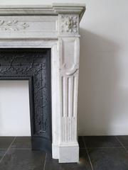 Antique Marble French Louis XVI Style Fireplace Mantel with Cast Iron Insert
