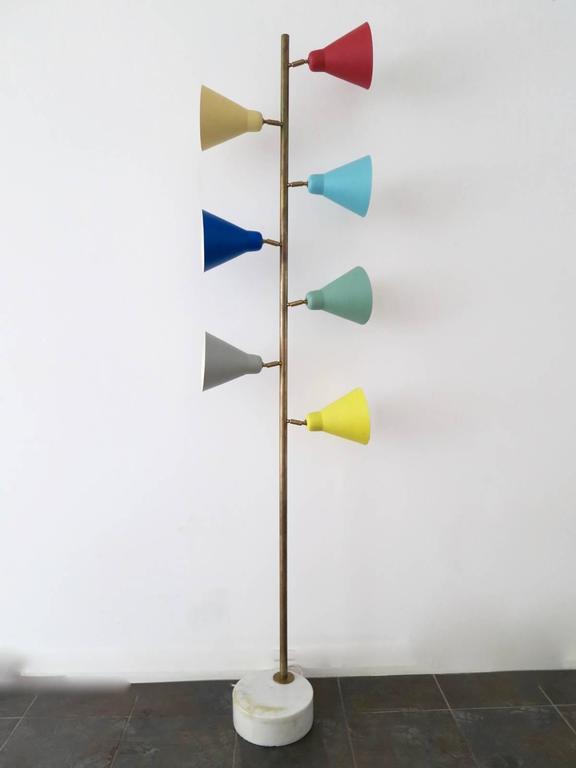 Tall Italian Brass Multi Shade Floor Lamp at 1stDibs