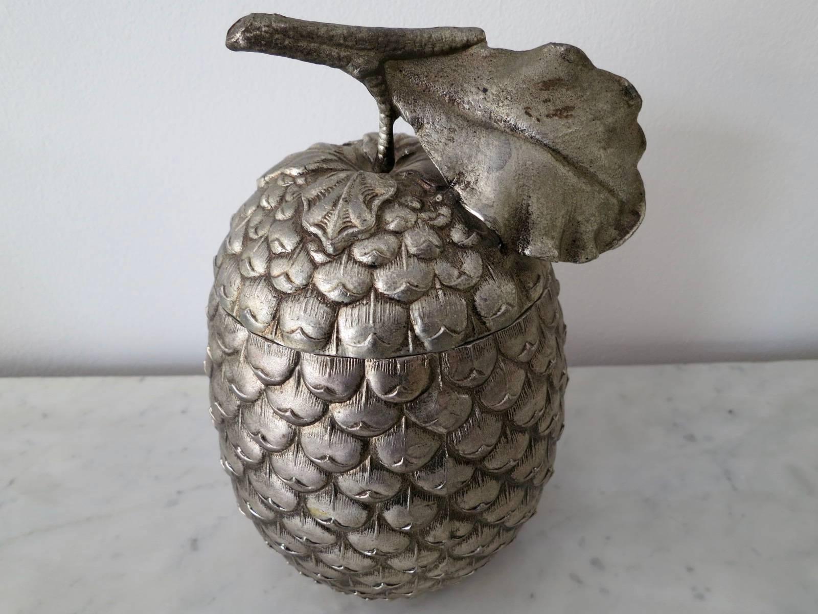 In the form of an acorn, a medium sized ice bucket by Mauro Manetti Florence.